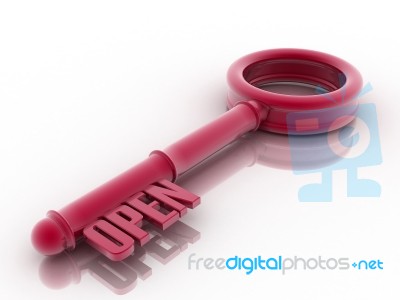3d Key With Open Text Stock Image