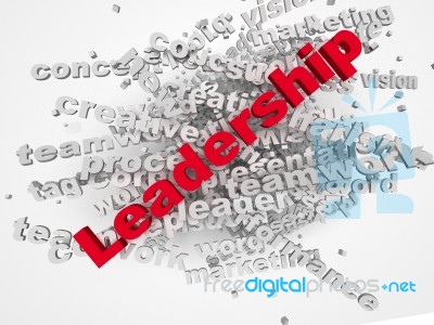 3d Leadership And Teamwork Word Cloud Illustration. Word Collage… Stock Image