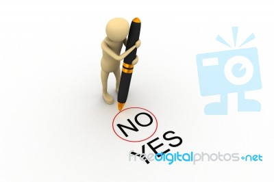 3d Man Choosing Yes And No Stock Image