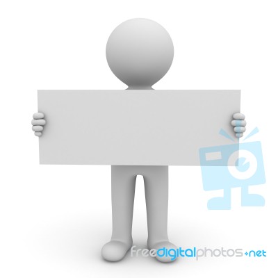 3d Man Holding Blank Board Stock Image
