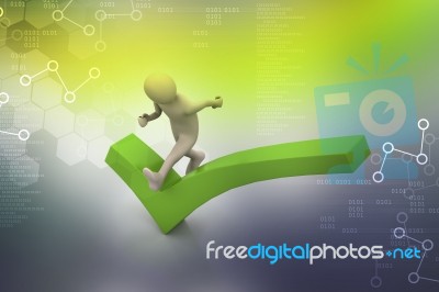 3d Man Running The Right Sign Stock Image