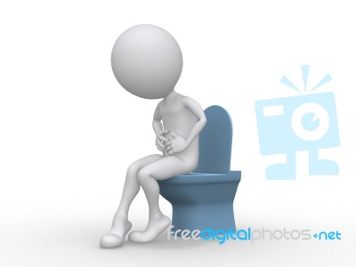 3D Man Sitting On Toilet  Stock Image