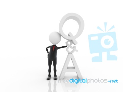3d Man With Question Answer Sign Stock Image