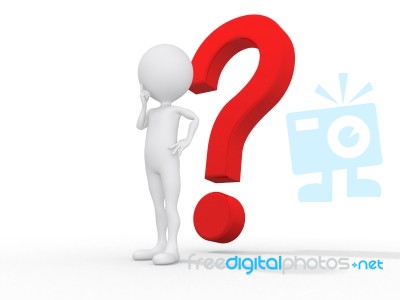 3d Man With Question Mark Stock Image