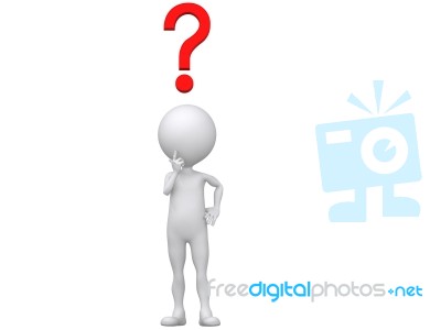 3d Man With Questions Mark Stock Image