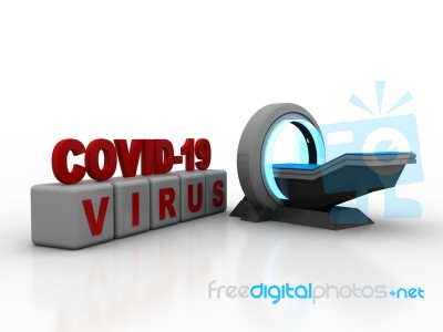 3d Render Corona Virus Disease Covid-19 In Cube Stock Image