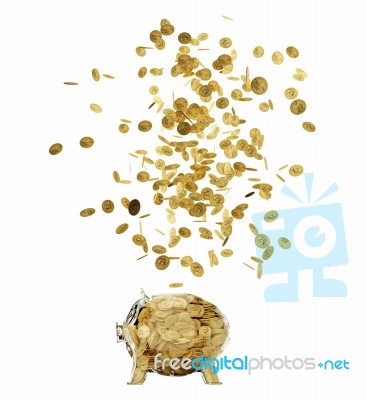 3d Render Of Glass Piggybank Isolated On White Background Stock Image