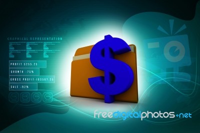 3d Rendering Dollar Symbol With Folder Stock Image