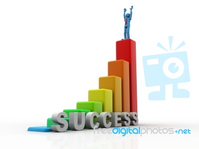 3d Successful Business Graph Stock Image