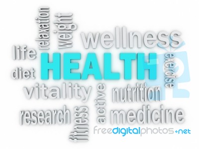 3d The Word Health Of Words Related To Healthcare Stock Image