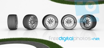 3d Tires - Rims Stock Image