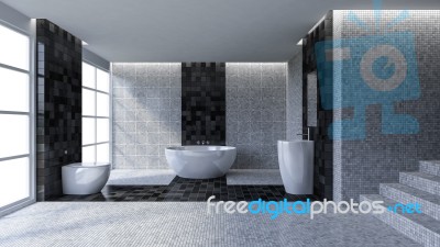 3d Toilet Interior Design Stock Photo