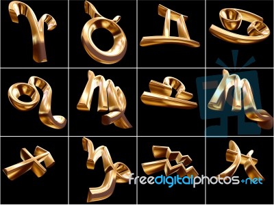 3D Zodiac Sign Stock Photo