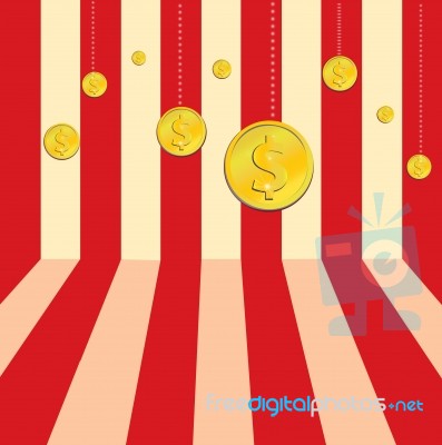 9 Gold Dollar Coins Stock Image