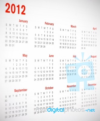A 2012 Calendar Stock Photo