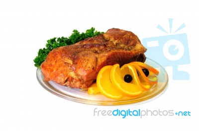 A Piece Of Roasted Meat Stock Photo
