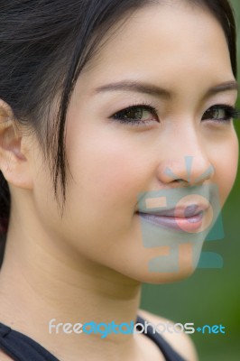 A Portrait Of Attractive Asian Woman Stock Photo