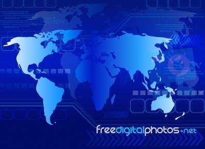 Abstract Background With World Map Stock Image