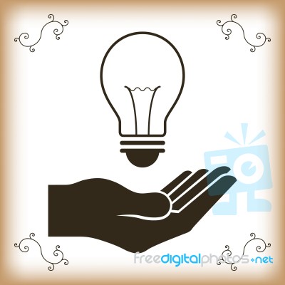 Abstract Creative Idea Holding Hand  With Light Bulb Background Stock Image