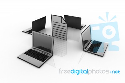 Abstract Laptop And Files Stock Image