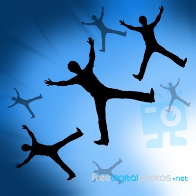 Abstract Of Enjoying To Jumping With Blue Background Stock Image