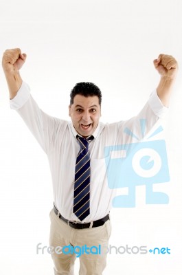 Accomplished Businessman Enjoying Success Stock Photo