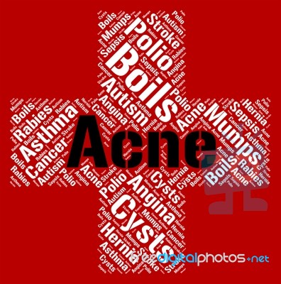Acne Word Shows Ill Health And Afflictions Stock Image