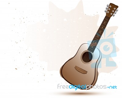 Acoustic Guitar In Water Color Style Stock Image
