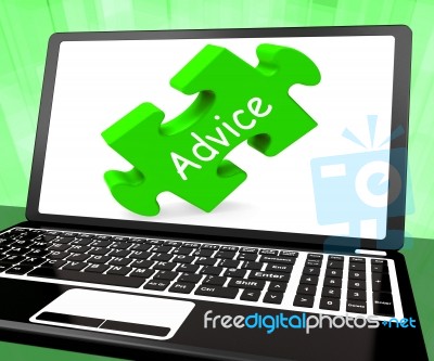 Advice Laptop Means Guidance Advising Or Suggest
 Stock Image