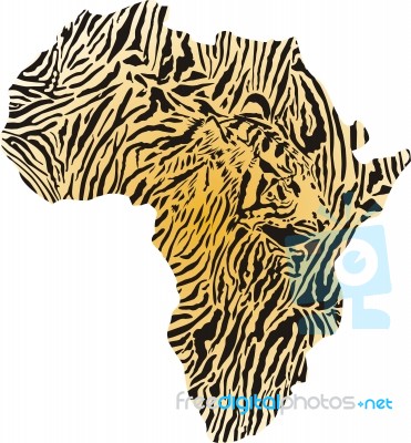 Africa Map In Animal Camouflage Stock Image