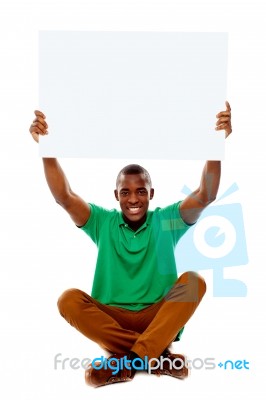 African Male Holding Blank Board Stock Photo