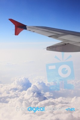 Aircraft Wing View Stock Photo