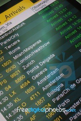 Airport Display Panel Stock Photo