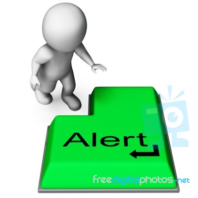 Alert Key Shows Online Notification Or Reminder Stock Image