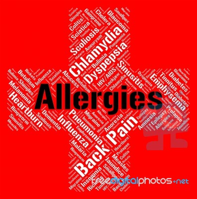 Allergies Word Shows Poor Health And Affliction Stock Image