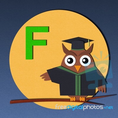 Alphabet F And Graduates Owl Stock Image