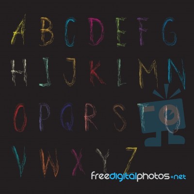 Alphabet Font Colourful Crayon Stock Image