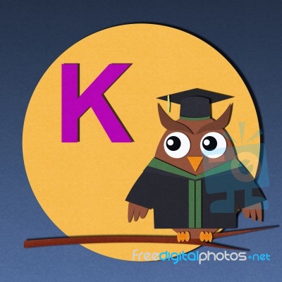 Alphabet K And Graduates Owl Stock Image