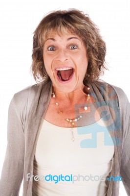 Amazed Senior Woman Stock Photo