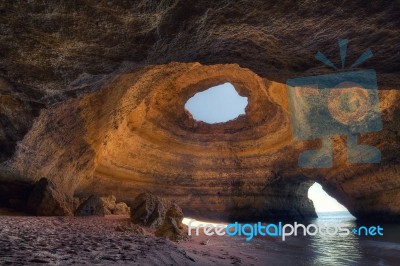 Amazing Sea Cave Located In Benagil, Algarve, Portugal Stock Photo