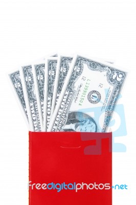 American Cash Growth From Red Envelope. Stock Photo