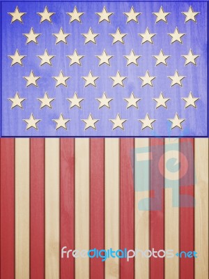 American Flag On Wood Plank Stock Image