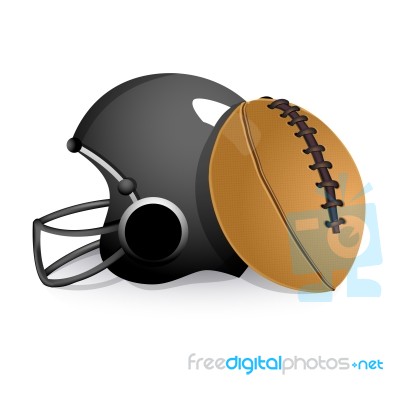 American Football Ball And Helmet Stock Image