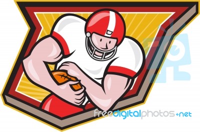 American Football Running Back Run Shield Cartoon Stock Image