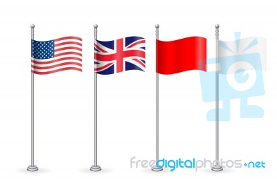 American With England Flag With Blank Flag Stock Image
