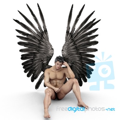 Angel Man Worried Stock Image