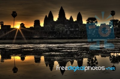 Angkor Wat Sunrise Stock Photo
