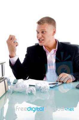 Angry Businessman Crushing Paper Stock Photo