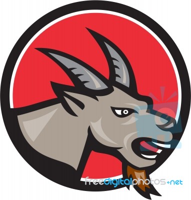 Angry Goat Head Circle Retro Stock Image Angry Goat Head Circle Retro Stock Image