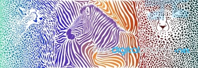 Animals Color Background - Pattern With Zebra And Cheetahs Motif… Stock Image